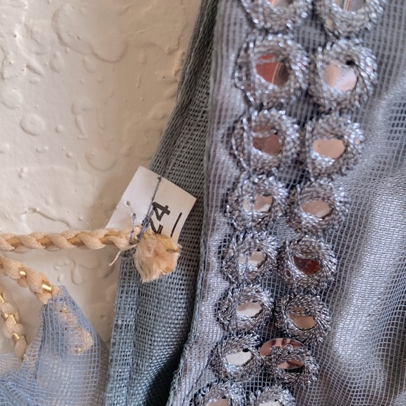 GREY SILVER NET EMBROIDERY LEHENGA WITH CHOLI DRAPE FOR GIRLS. Size 4-5. - Picture 4 of 6